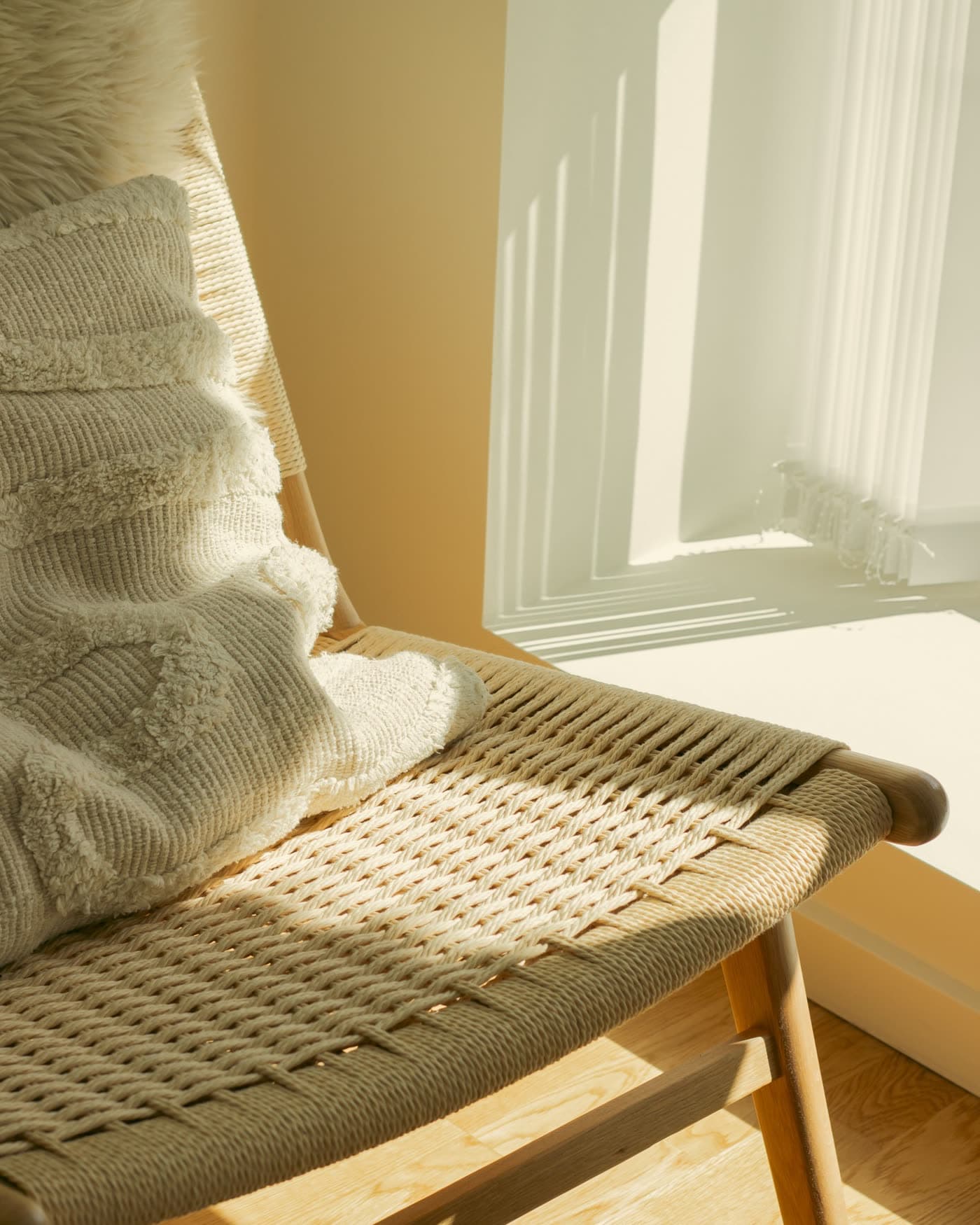 Morning sunlight falling across a clean, tidy corner of a home